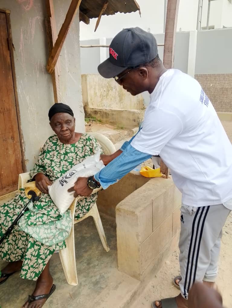 Elders receiving food supplies
